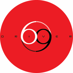 Driver 69 Corp Logo red circle white black 2025